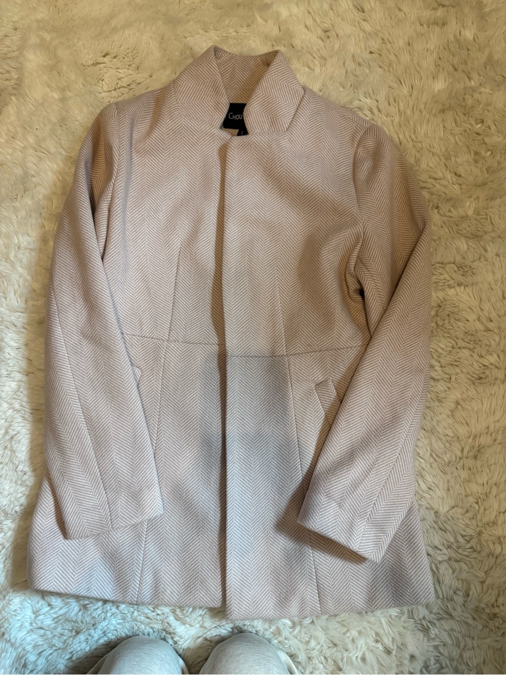 Women's Light Pink Herringbone Blazer Jacket